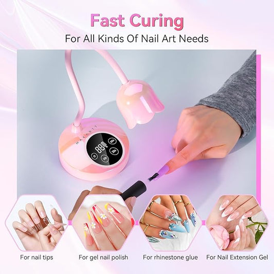 Makartt UV LED Nail Lamp - Mini UV Light for Gel Nails Polish Fast Curing Goosenecks Lamp 30W Rechargeable LED Nail Light Nail Dryer with 4 Timers & Auto Sensor for Salon Home DIY Use