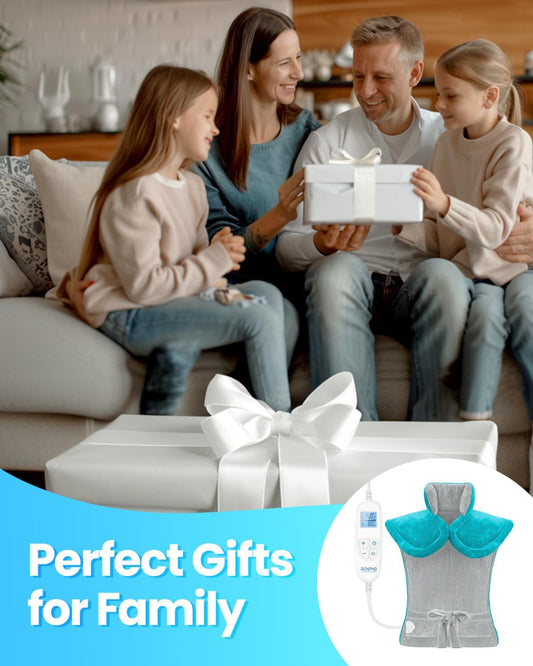 RENPHO Heating Pad for Back Pain Relief, Christmas Gifts for Men Women, FSA Eligible, Stocking Stuffers, Edge Weighted Electric Heat Pad for Neck and Shoulder, ETL Certified, 24"x33", Gray Green