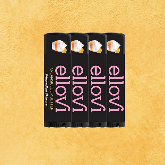 Natural Lip Butter Lip Balm - Creamsicle - Pure Enough to Eat - Made With Just 6 Vegan Ingredients - 100% Natural & Organic Moisturizing Lip Care for All Day Hydration (4-Pack)