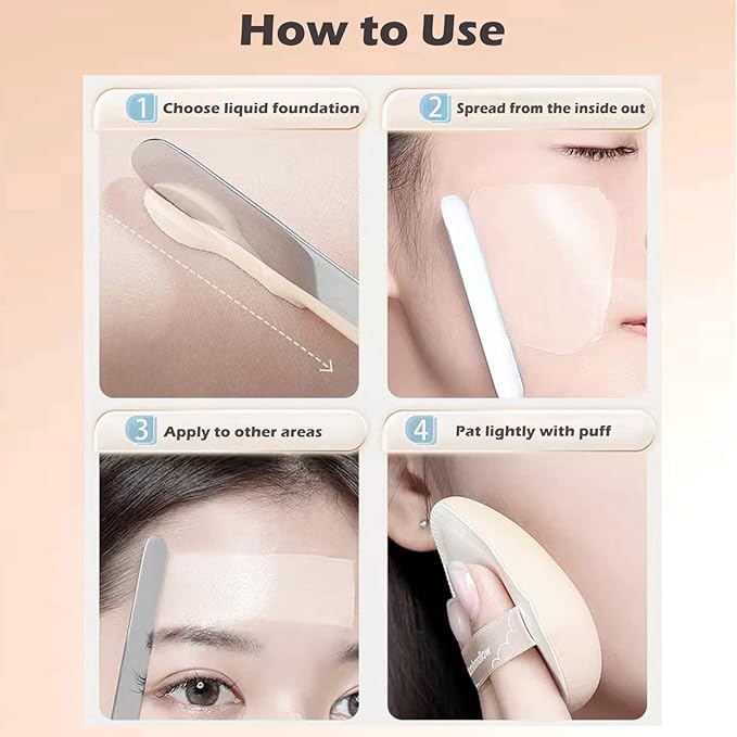 Picasso Makeup Spatula and Palette Set, Korean Makeup Spatula with Leather Cover, Stainless Steel Makeup Palette with Scraper Tool, Metal Foundation Palette for Cosmetic Pigment Blending(SS)