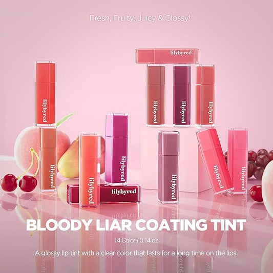 lilybyred Bloody Liar Coating Tint | Korean Glossy Lip Stain, Vivid & Juicy Color, Syrupy Shine, Moisturizing, Long-Lasting & Smudge-Proof, Non-Sticky, Lightweight, 0.14 oz. (07 Daring Cherry)
