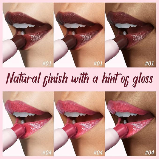 2PCS Tinted Lip Balm Chapstick with Color, Natural Semi - Gloss Finish, Hydrating/Coloring 2 in 1 Moisturizer Lip Stick for Girls & Women #01+#04