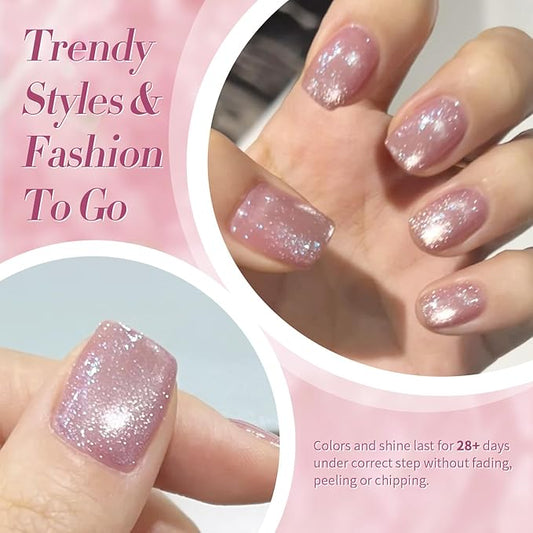 Born Pretty Cat Magnetic Eye Gel Nail Polish Jelly Pink Moonlight Crystal Glass Cat Magnetic Shimmer Glitter Holographic Nail Polish Salon Gel Manicure and Nail Art DIY at Home 7ML 6PCS