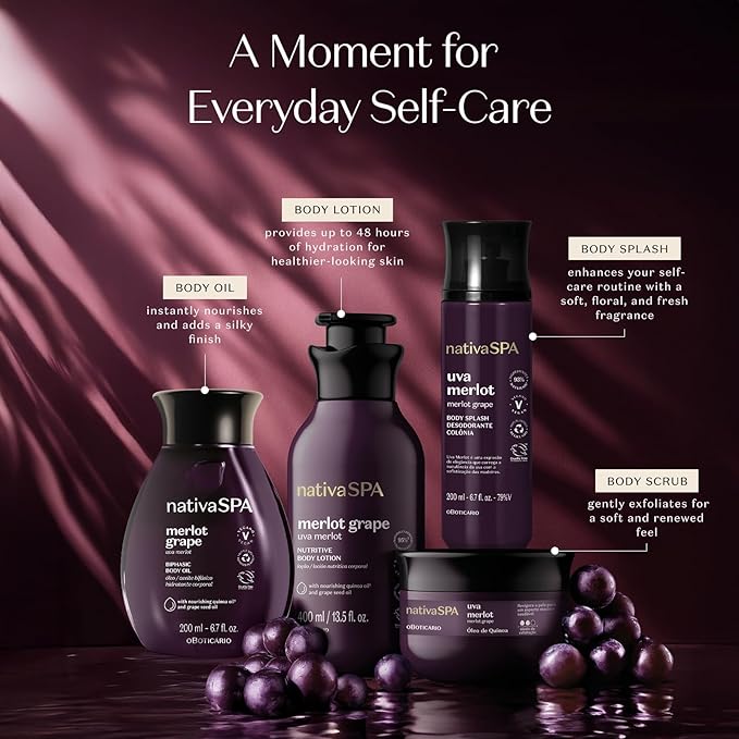 Nativa SPA by O Boticário Merlot Grape Body Scrub, Exfoliation for Smooth, Glowing Skin 7.05 Ounce (200 g)