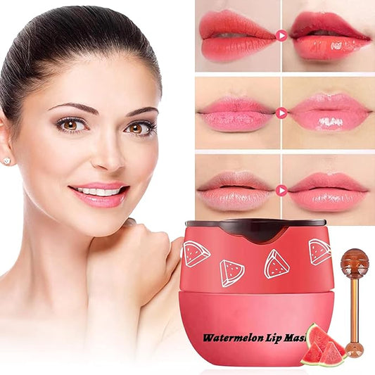 Bee Lip Balm Honey Pot, Strawberry & Honey Moisturizing Propolis Lip Mask, Hydrating & Prevention Dry and Cracked Lip Scrubs Exfoliator, Reduces Lip Lines (Red)