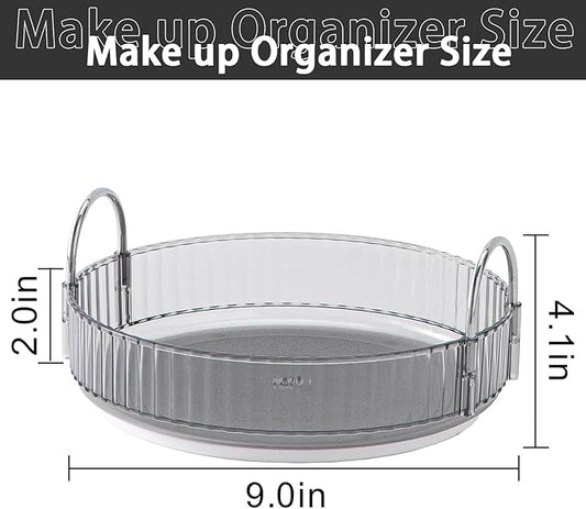 Rotating Makeup Organizer for Vanity, High-Capacity Skincare Clear Make Up Storage Perfume Organizers Cosmetic Dresser Organizer Countertop 360 Spinning (Gray, 1 Tier)