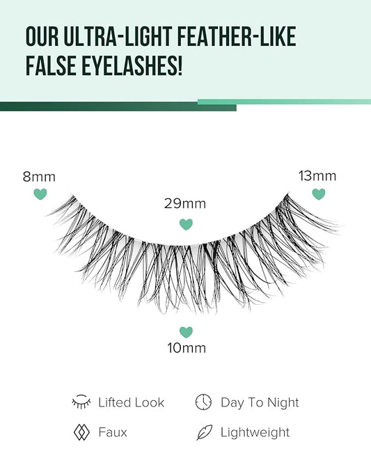 Natural Cat Eye Lashes Natural Eyelashes Wispy Mink Lashes Short Fake Lashes Clear Band Eye Lashes Pack 7 Pairs Small Demi Wispies Eyelashes