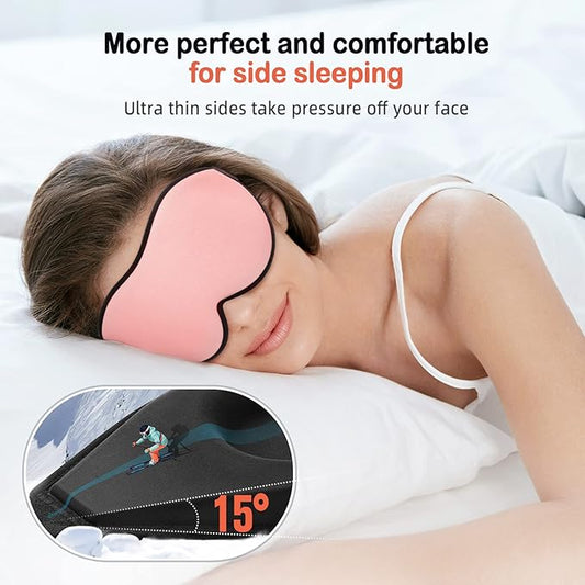 LitBear Sleep Masks for Women, Pink Eye Mask for Sleeping, Comfortable Night Sleeping Mask, Soft Contoured Eye Cover for Sleeping with Elastic Strap for Side Sleeper Men Flying Shift Worker