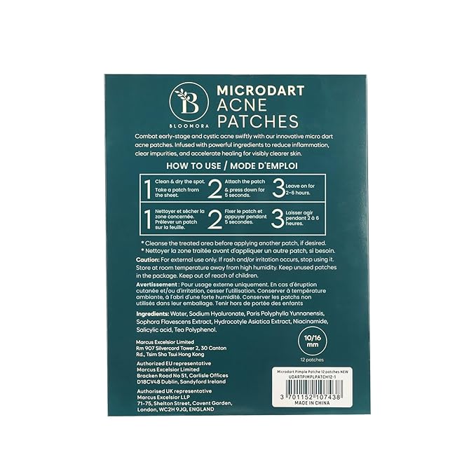 Microdart Acne Patch, Zit Patches for Cystic Acne Overnight Care, Cystic Acne Coverage, Pimple Patches Microdart Technology - Salicylic & Hyaluronic Acid (12 Count)