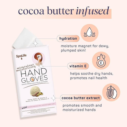 SpaLife Moisturizing Hand Gloves and Foot Sockies Bundle - 4 Hand Gloves & 4 Foot Sockies Set for Hydrating Dry, Cracked Hands and Feet - Repairing Skincare Mini Gift Set