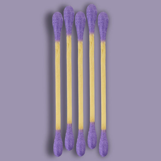RS ESSENTIAL'S BY LV: Aesthetic Cotton Swabs Sticks Ear Swabs Bamboo swabs 200 Count Cotton Buds In 5 Colorful Colors (Purple)