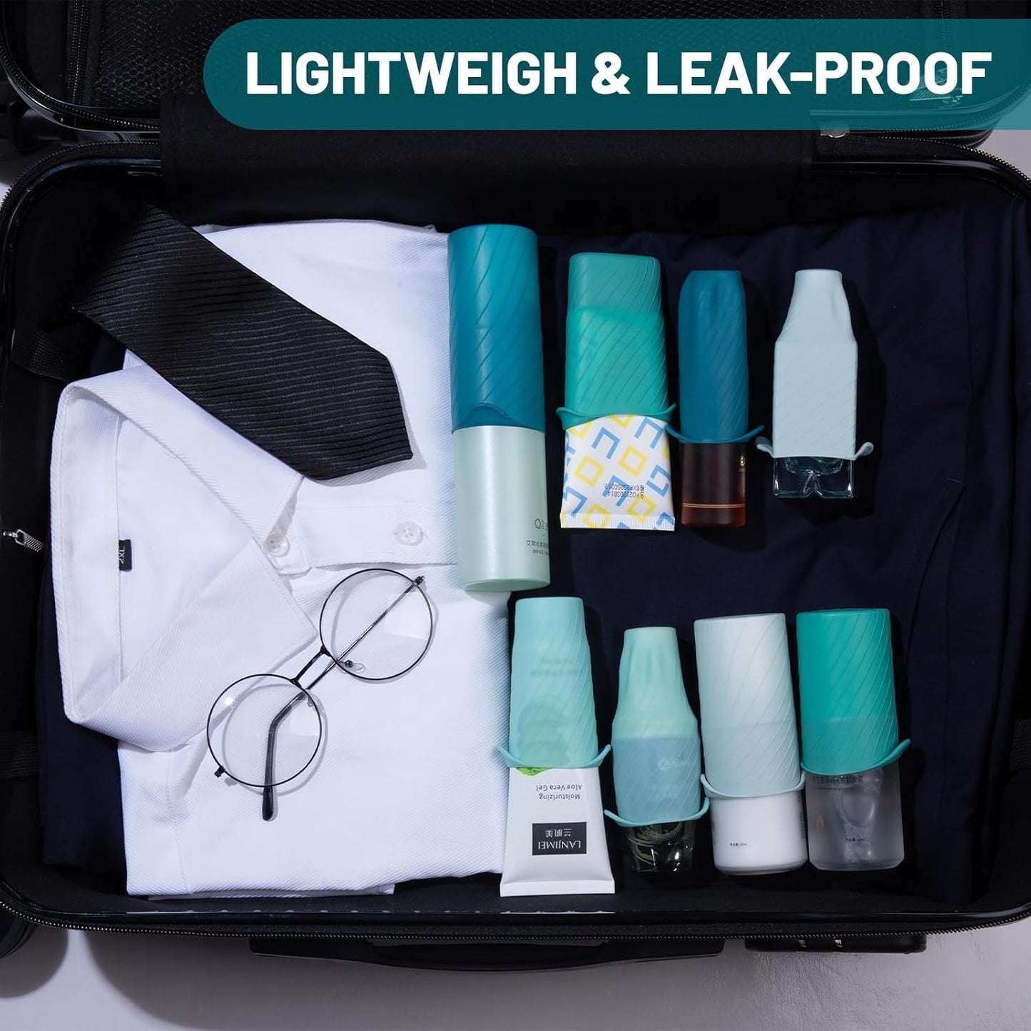 Bottle Covers for Travel, Leak Proofing, Travel Size Container Silicone toiletry sleeves, Leak Locks Travel Accessories for Shampoo Wash Body Bottles and other beauty and personal care(8pcs)