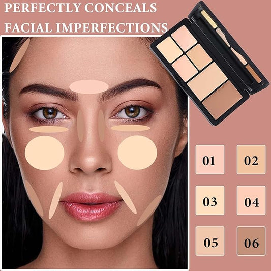 Color Correcting Concealer Palette,Concealer Contour Palette Long-Lasting Makeup Cream Contour Palette,Contouring Foundation Highlighting Corrector Concealer Palette for Dark Circles & Blemish(#02)