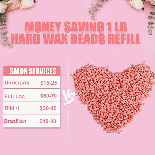 PURPLESKY Wax Beads, 1lb Coarse Beads for Hair Removal - Suitable for Face, Legs, Chest, Back, Bikini (Rose Scent)