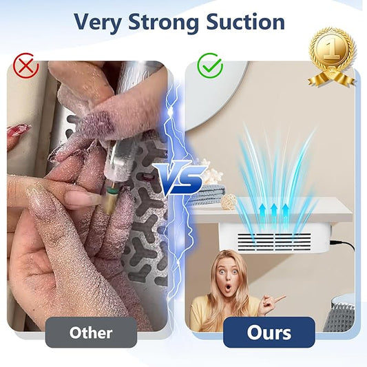 LIONVISON Nail Dust Collector for Salons: Manicure Pedicure Tool for Beginners DIY Nail Tech With Reusable Filter