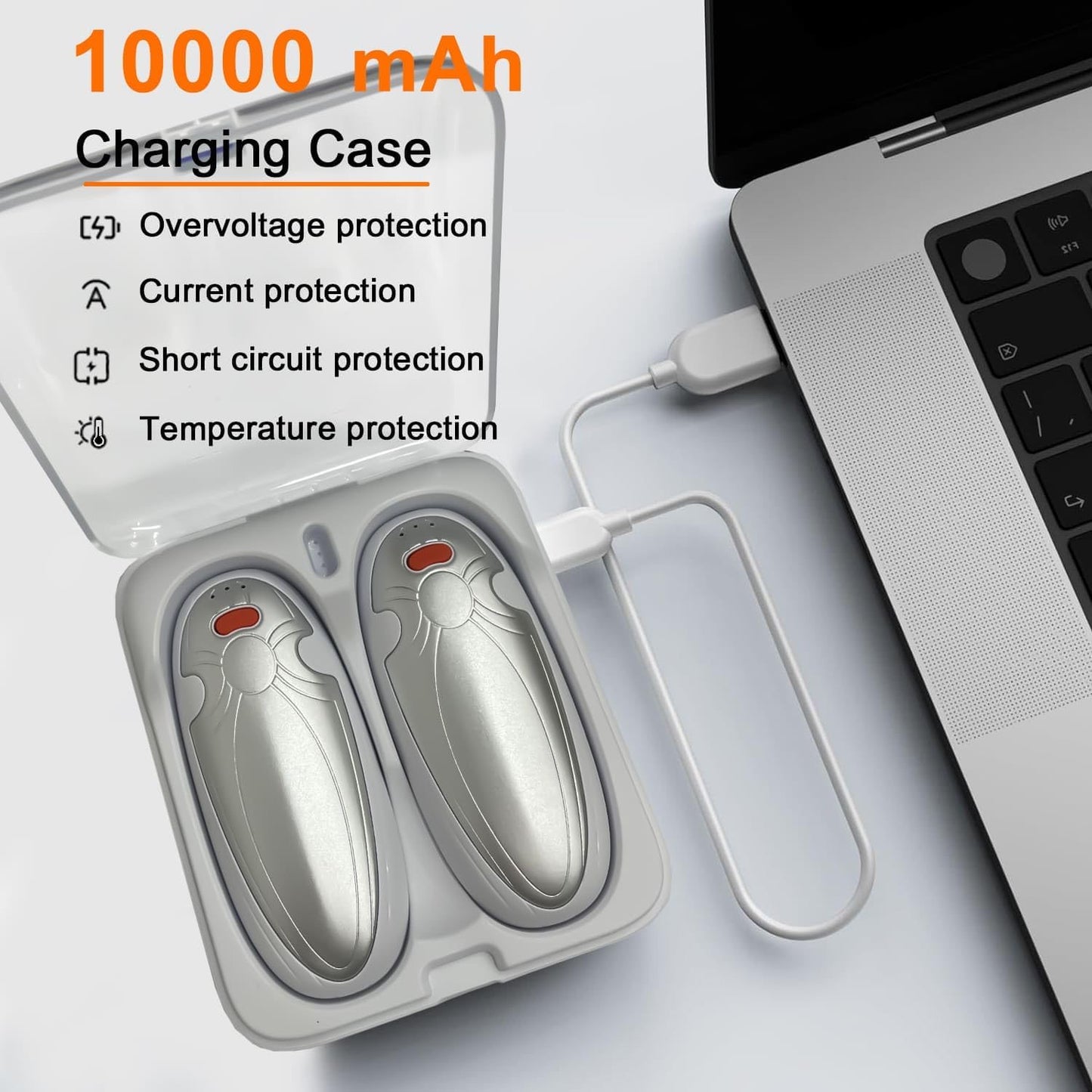 Hand Warmers Rechargeable 2 Pack,with Charging Case,14000mAh Electric Hand Warmer Reusable, 60Hrs Long Heating, Portable Pocket Heater Handwarmer for Women Men, Outdoor Camping, Ski Equipment