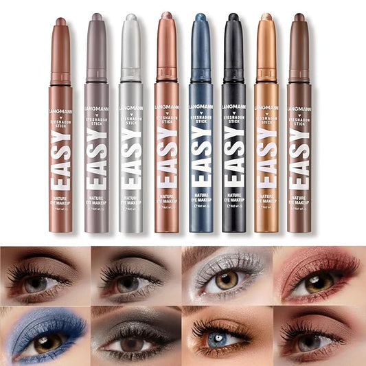 Jolilab Eyeshadow Stick Set, 8 Colors Matte Professional Bright-Colored Contouring and Highlight Eyeshadow Stick, Cream Waterproof Long Lasting High Pigmented Eye Shadow. (8, Set F)