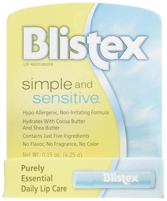 Blistex Simple and Sensitive Lip Moisturizer 0.15 oz (Pack of 2)