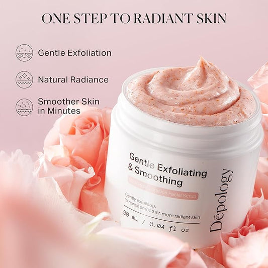 depology Microdermabrasion Facial Scrub – Exfoliator Face Polish with Walnut Shell, Jojoba & Botanical Oils for Radiant, Smooth Skin – Face Exfoliator Gentle Pore Refining for Dull or Uneven Texture