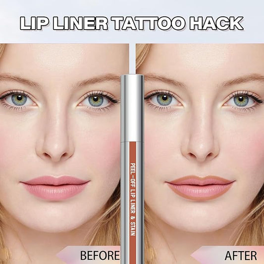 Cilrofelr Peel Off Lip Liner Stain with Tweezer, Long Wear Tattoo Lip Liner, Peel Off Lip Stain with Matte Finish, Long Lasting, Waterproof, Transfer-proof, Highly Pigmented Color (Nude Beige)