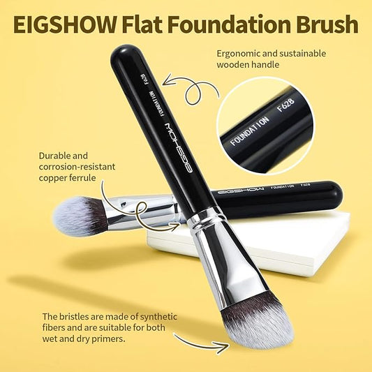 EIGSHOW Flat Foundation Brush, Large Face Makeup Brush with Soft Dense Synthetic Bristles for Blending Liquid Cream Powder (F628)