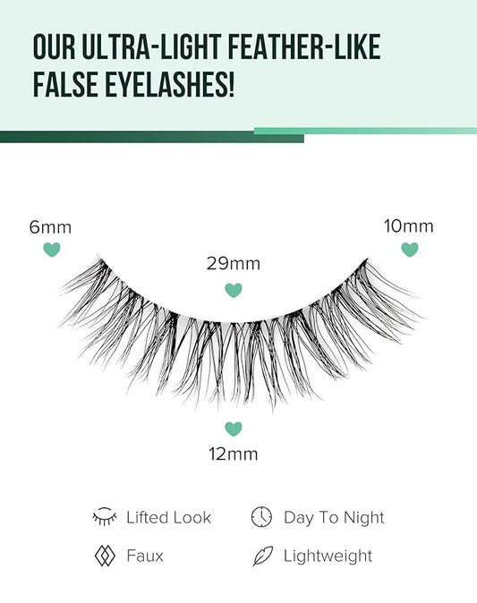 Natural Lashes Cat Eye False Eyelashes Wispy Eye Lashes Wispies Eyelashes C Curl Fake Eyelashes Natural Look Clear Band Lashes