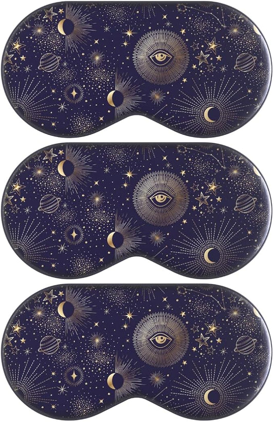 SMUG Satin Sleep Mask & Eye Mask - Deep Dream Sleep Masks for Women & Men - Soft Sleeping Eye Mask to Nourish Skin, & Reduce Dark Circles - Eye Sleep Mask to Block Out Light - Blue Celestial 3-Pack