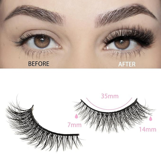 FARRED Cat Eye Lashes Short Natural Eyelashes Fluffy Wispy Lashes 14 Pairs False Lash Wispy Volume Fake Eyelash Faux Mink Strip Lashes Pack for Daily Makeup (F13 | 7-14 mm)