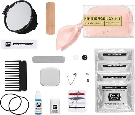 Pinch Provisions Velvet Minimergency Kit, for Her, Includes 17 Must-Have Emergency Essential Items, Compact, Multi-Functional Pouch, Gift for Parties and Birthdays