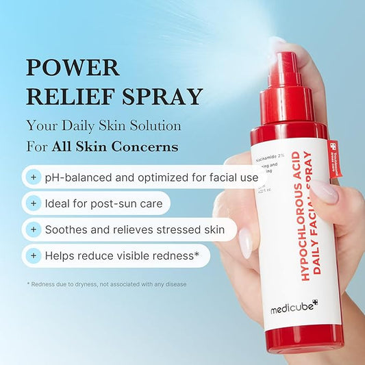 medicube Power Soothing Spray | Hypochlorous Acid Spray For All Skin Types, Delicate Skin | Daily Skin Solution & Post-Sun Care | HOCI Facial Mist for Soothing & Calming | Korean Skincare | 4.22 fl.oz