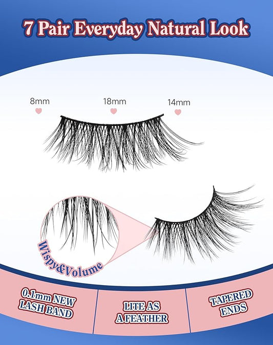 Half Lashes Natural Eyelashes Wispy Lashes Natural Look Cat Eyelashes False Corner Lash Soft Fluffy 3/4 False Eyelash 7 Pairs 14MM D19