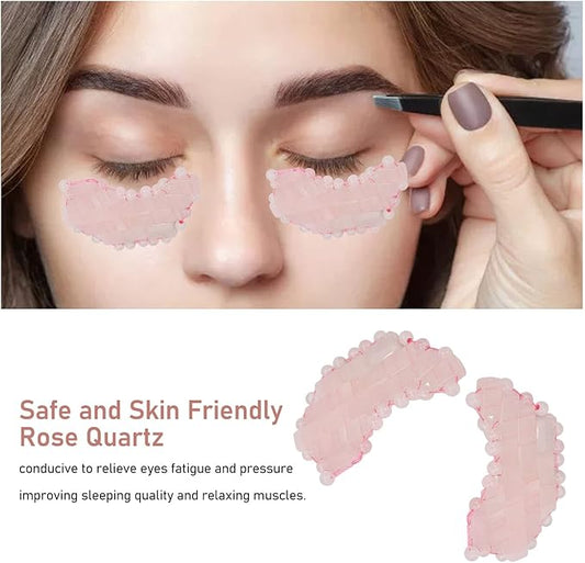 2Pcs Jade Eye Mask, Jadestone Eye Patch, Rose Quartz Anti Aging Eye Pad Sleep Eye Pad to Eliminate Wrinkles, Puffiness & Irritation (Reusable)