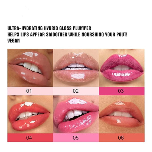 Lip Plumper 6 Colors Moisturizing Glossy Plumping Lip Gloss Long Lasting Hydrating Natural Lip Plumper for Women Girls (Color 04)