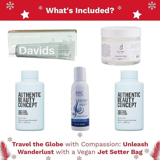 Jet Setter's Selfcare Essentials - Vegan Beauty Set Gift for Women - On-the-Go Skincare And Vacation Beauty Essentials - Compact Travel Size Beauty Products Gift Set - Great Christmas Gift for Her