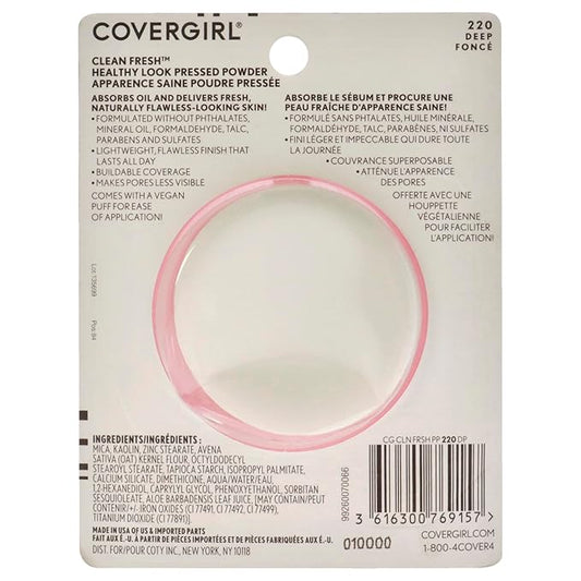 COVERGIRL COVERGIRL Clean Fresh Pressed Powder, Deep, 0.35 Ounce, 220 Deep (99350052598)