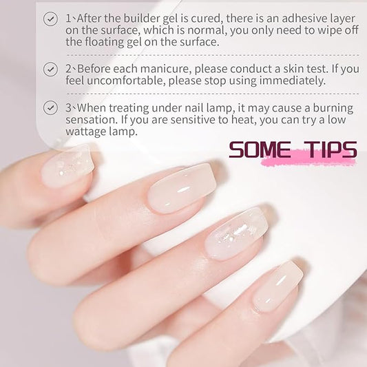 JODSONE Builder Color Gel Top Coat Base Coat Extension Gel 24 PCS Kit Long Lasting High Gloss Gift For Women