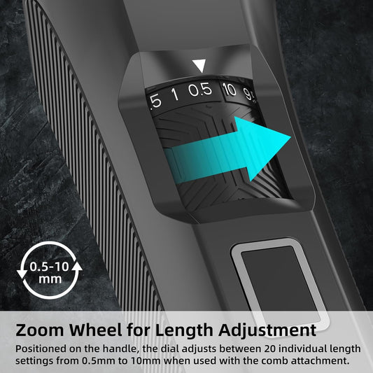 Beard Trimmer for Men Adjustable: Professional Cordless Trimmer with 20-Length Dial – Waterproof Hair Clippers w/Stainless Steel Blades for Beard, Mustache & Face Grooming – Gifts for Dad & Him