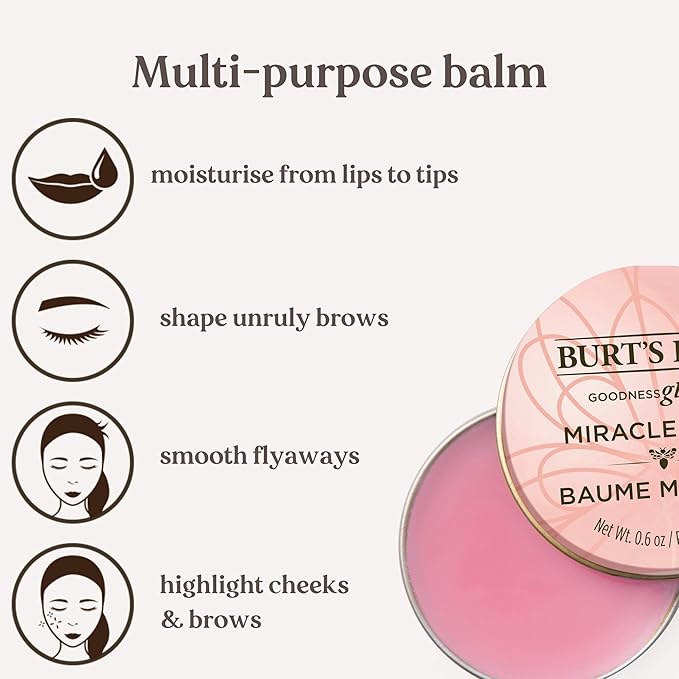 Burt's Bees 100% Natural Origin Goodness Glows Miracle Balm, Hydrates and Softens Dry Skin From Head To Toe, 0.6 Ounce Tin