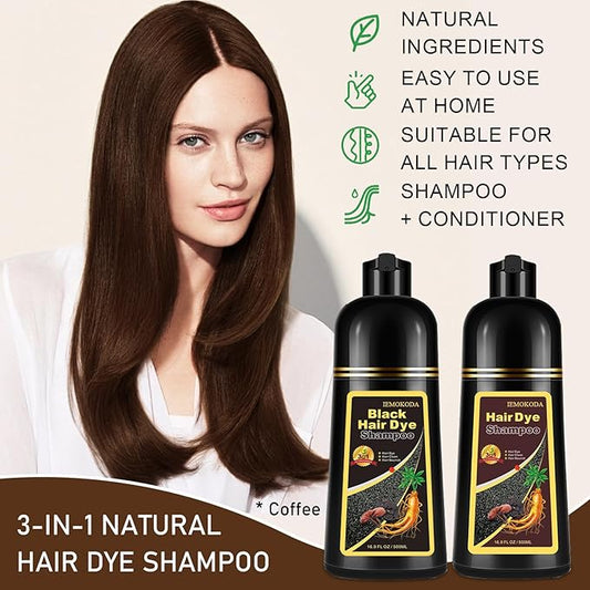 Hair Dye Shampoo for Gray Hair, 3-in-1 Color Shampoo Hair Dye for Women & Men, Natural Brown Hair Coloring Shampoo, Shampoo Tinte Para El Cabello, Plant Bubble Hair Dye, Easy to Use at Home (Coffee)