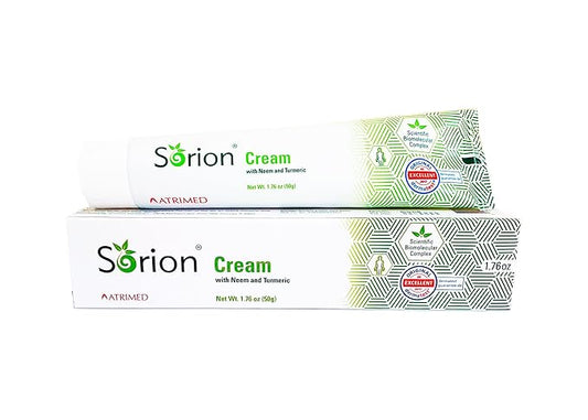 Sorion Cream - Herbal Moisturizer for Dry, Itchy, Flaky Skin with Coconut Oil, Neem, Turmeric and Pala Indigo Plant Skincare