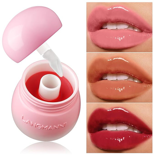 Glow Lip Balm Plumping Moisturizing Lip Balm Glossy Lip Gloss, Day & Night Lip Repair Hydrating Lip Mask Lip Oil Nourishing Lip Care Not Sticky Vegan Tinted Lip Balm Jelly Lipstick(2# WATERMELON RED)