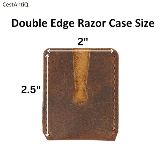 Leather Safety Razor Cover – Double Edge Protector, Travel Shaving Pouch, Snap-On Head Guard, Durable Leather Case for DE Blades, Compact Shaving Accessory Pouch