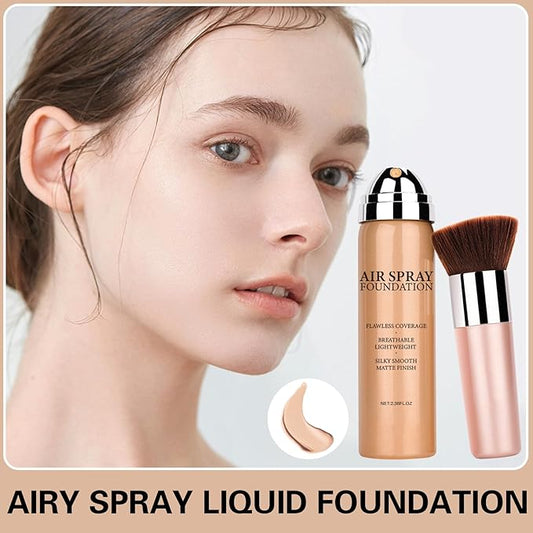 Airbrush Foundation Makeup Spray for Mature Skin Silk Lightweight Airbrush Flawless Setting Spray Foundation Makeup(02# Beige)