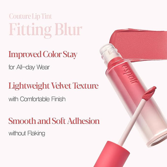 Espoir Couture Lip Tint Fitting Blur #5 Moonlit 0.14oz | Soft and Creamy Color for Blurry Lip Look | Smudge-Proof Fixing Lip Stain | Lightweight and Comfortable Matte Finish