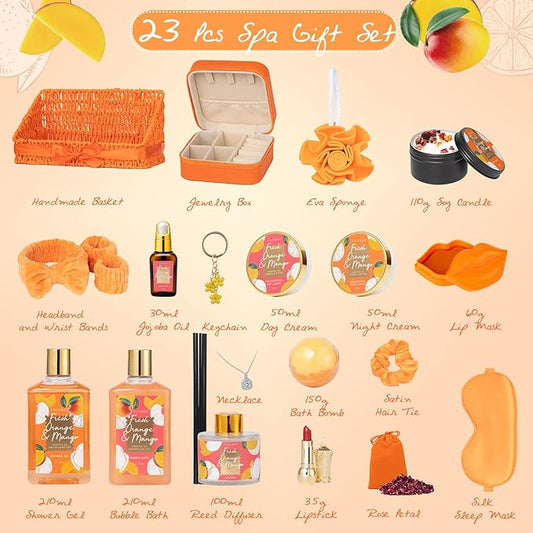 Mothers Day Gifts for Mom - 23-Piece Bath & Body Gift Basket Set for Women, Bath Gift Set, Spa Gift Basket Set with Bath Bomb & More | Christmas Valentine's Birthday Gifts, All Occasion Present