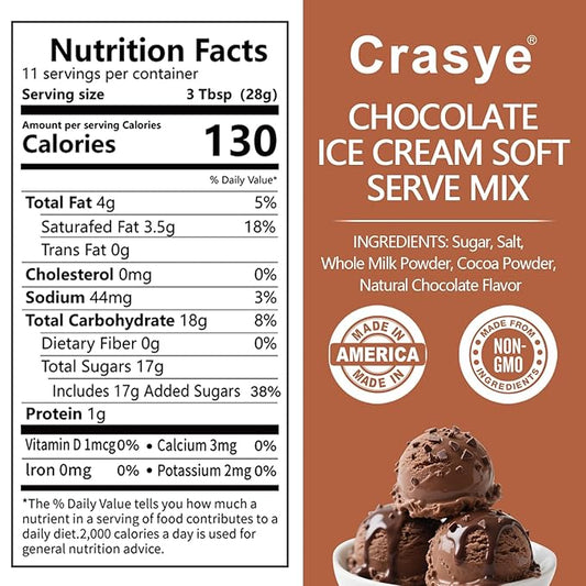 Ice Cream Mix Chocolate Soft Serve Mix Soft Serve Mixes Base Powder Homemade for Ice Cream Maker Machine - 10 Ounce