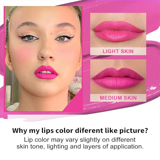 Oulac Pink Matte Lipstick Set for Women,Purple, Orange Lip Stain Long Lasting Waterproof, No Transfer, Creamy High Pigmented Formula with Rose Oil, Vegan & Cruelty-Free (M06+M07+M14)