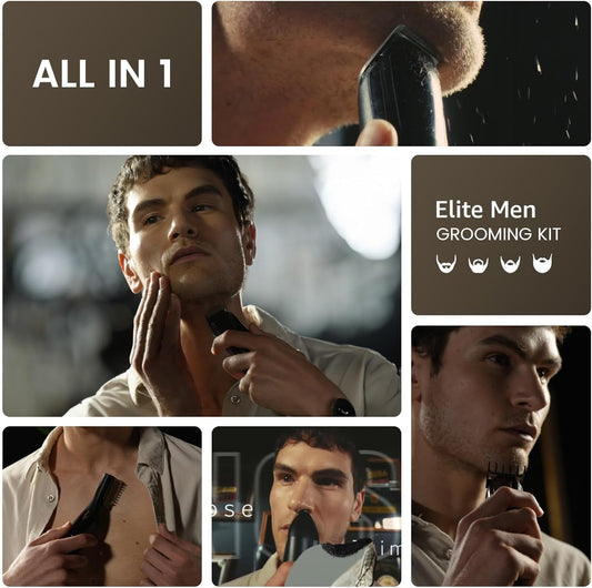 Beard Trimmer for Men: Professional Barber Hair Clippers - 16-in-1 Cordless Grooming Kit - Waterproof Electric Razor with Turbo Speed & Precision Blades