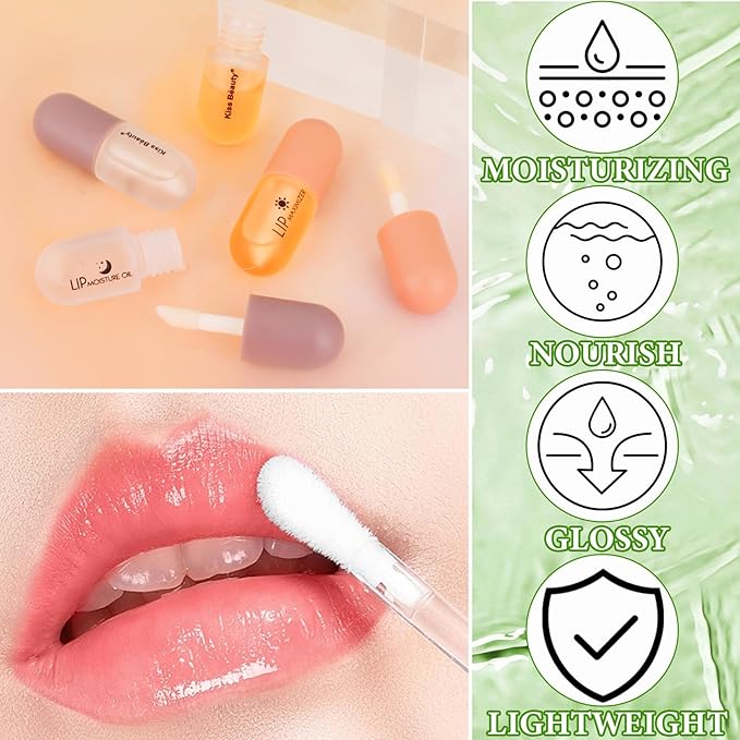 Lip Plumper Set,Lip Plumper Oil Gloss Moisturizing Lip Plumper Lip Care Serum,Hydrating Plump Gloss Reduce Fine Lines,Lip Plumper for Day & Night Use Set B(2Pcs)
