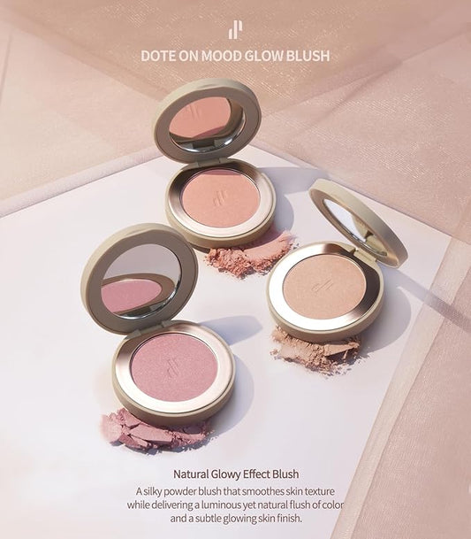 Heart Percent Dote on Mood Glow Blush, Smooth Radiant Color Luminous Shimmering Stain Finish Cheek Makeup Blush (03. Veil Nude)